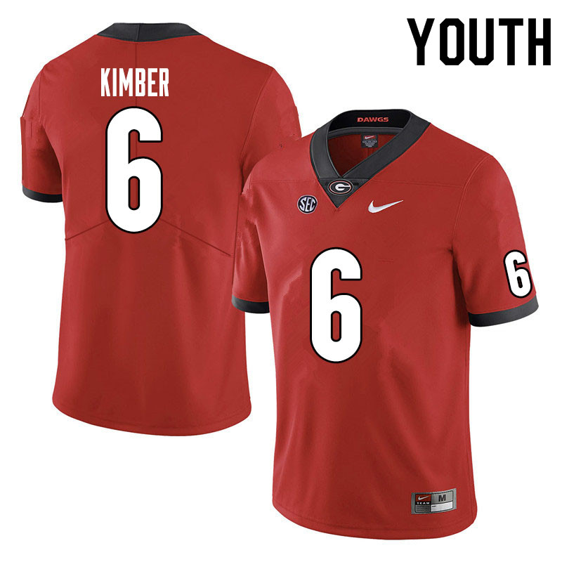 Youth #6 Jalen Kimber Georgia Bulldogs College Football Jerseys Sale-Red